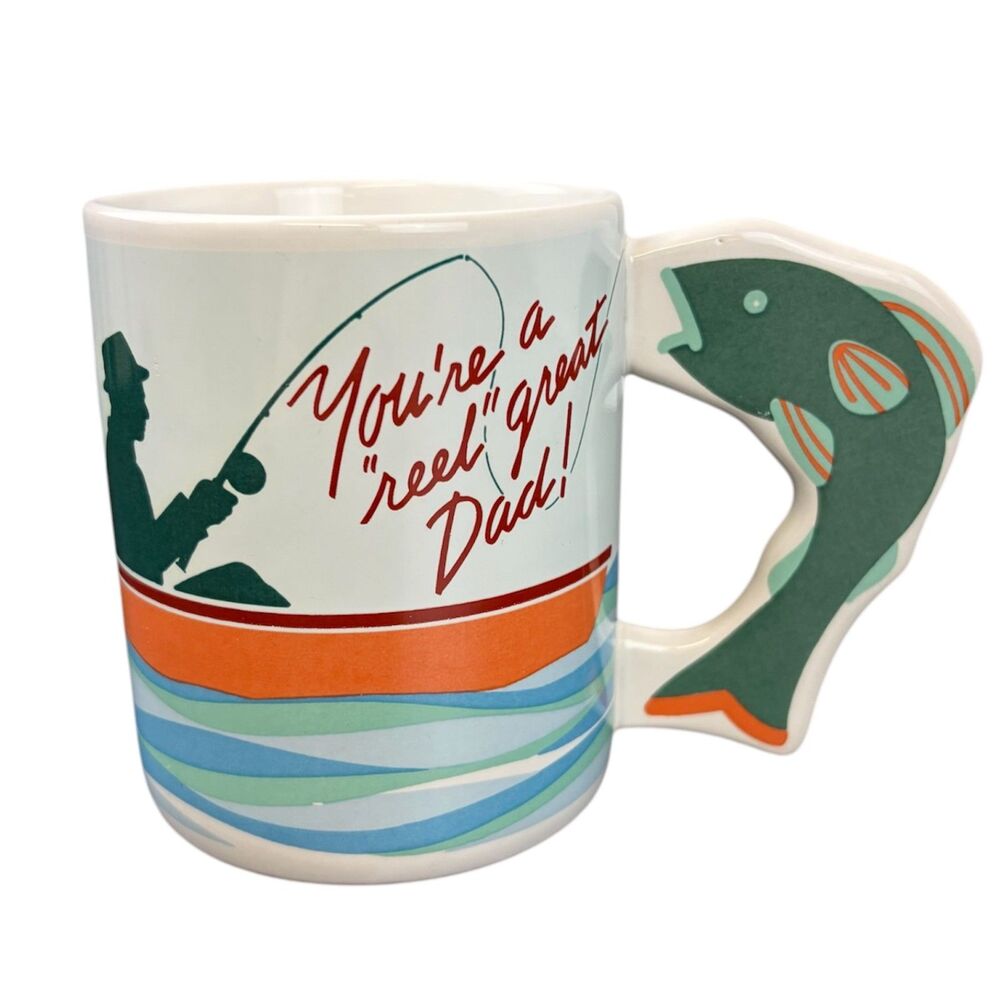 Vintage Avon Gift Collection "You're a 'Reel' Great Dad!" Mug Bass Fish Handle